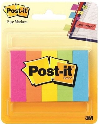 Post-it Page Markers Asst .5x1.75in 5Pk BP Neon