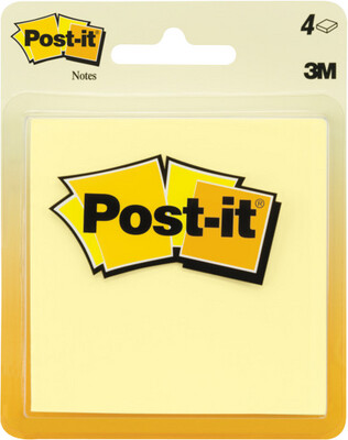 Post-it Sticky Notes Yellow 3x3in 4Pk BP 50Sht/Bonus Pad
