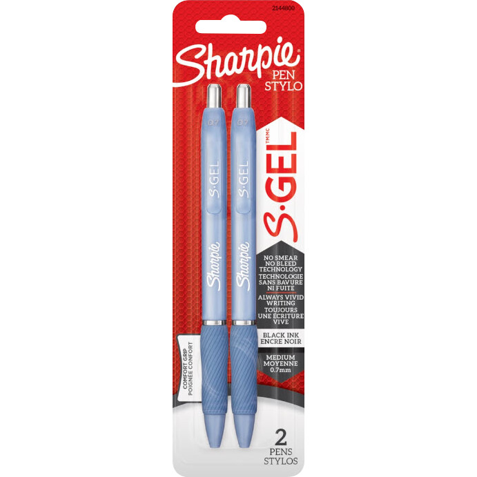 Sharpie S-Gel Pen Black .7mm 2Pk BP Blue Barrel