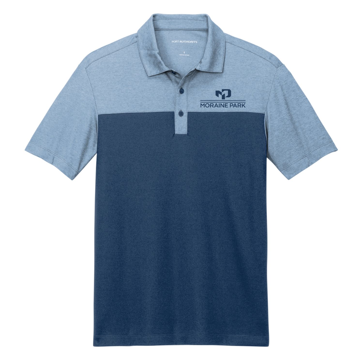 Port Authority Fine Pique Blend Blocked Polo, Colour: Aegean Blue/Aegean Blue Heather, Size: Small