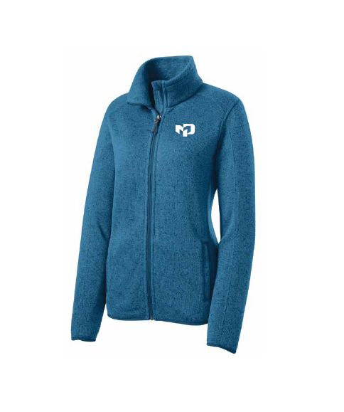 Port Authority Ladies Sweater Fleece Jacket, Colour: Med Blue Hthr, Size: Small