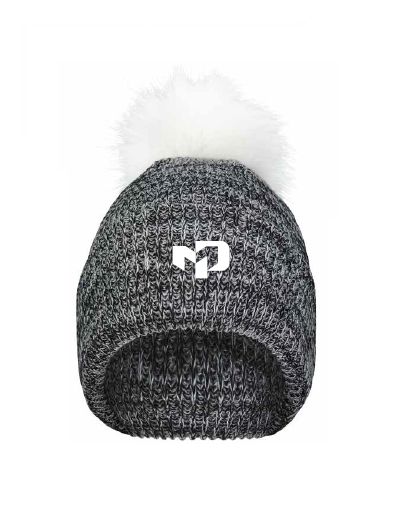 Faux Fur Pom Beanie, Colour: Black-white