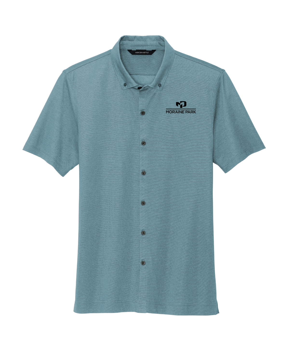 Mercer+Mettle Stretch Pique Full-Button Polo, Colour: Parisian Blue Heather, Size: Small