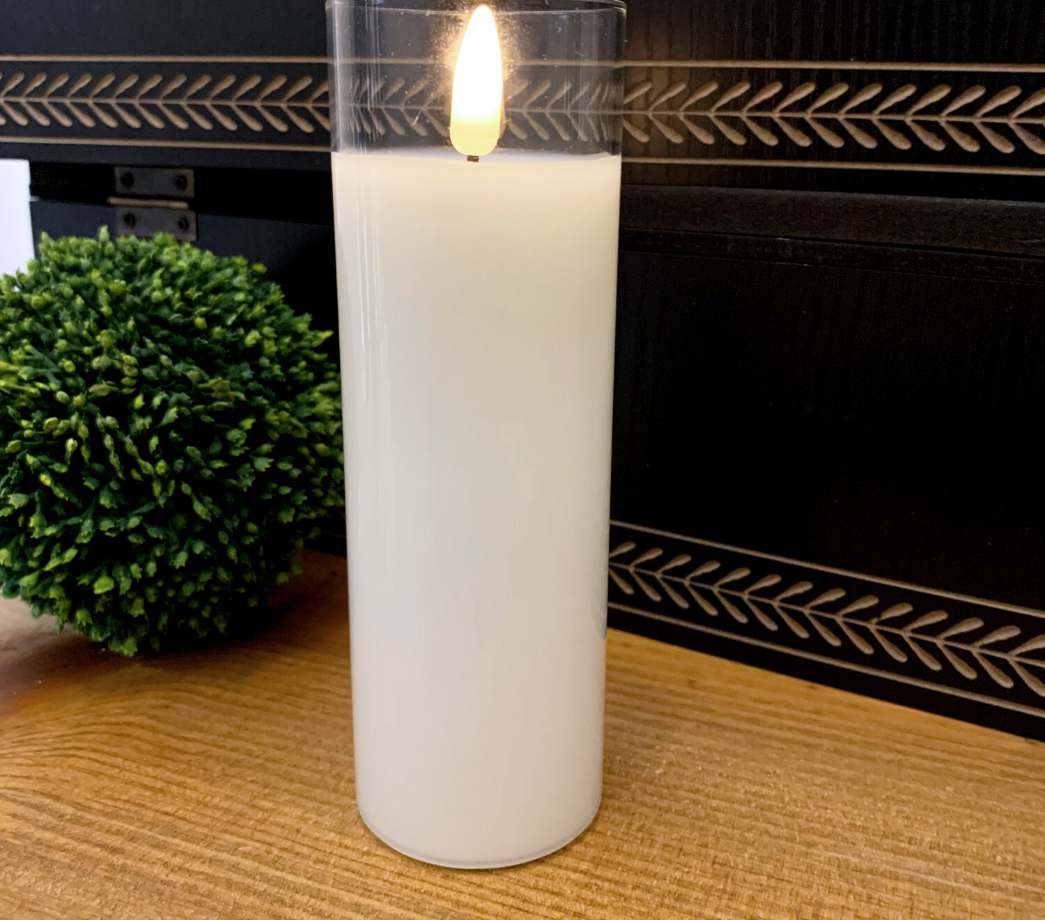 Clear Glass Ivory Pillar Candle 2x6