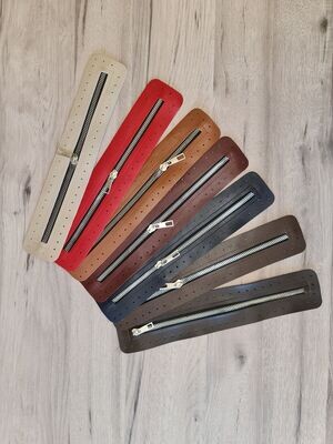Zipper with leather