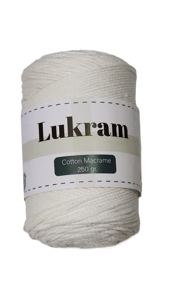 Lukram cotton macrame 3mm -01-Cream