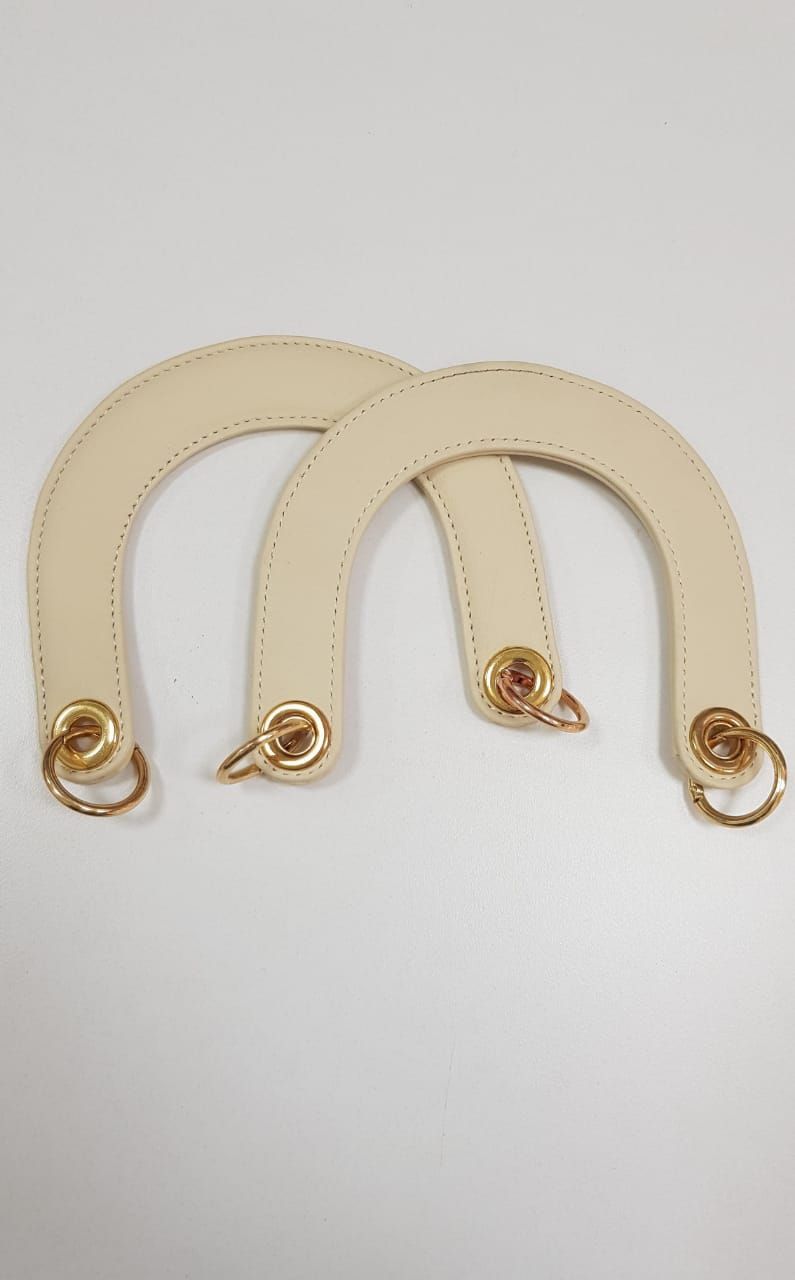 Two Leather Handles-Cream