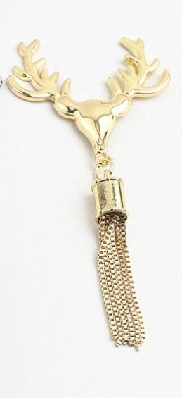 Deer Head Bag Tassel Buckles Gold