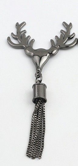 Deer Head Bag Tassel Buckles Black