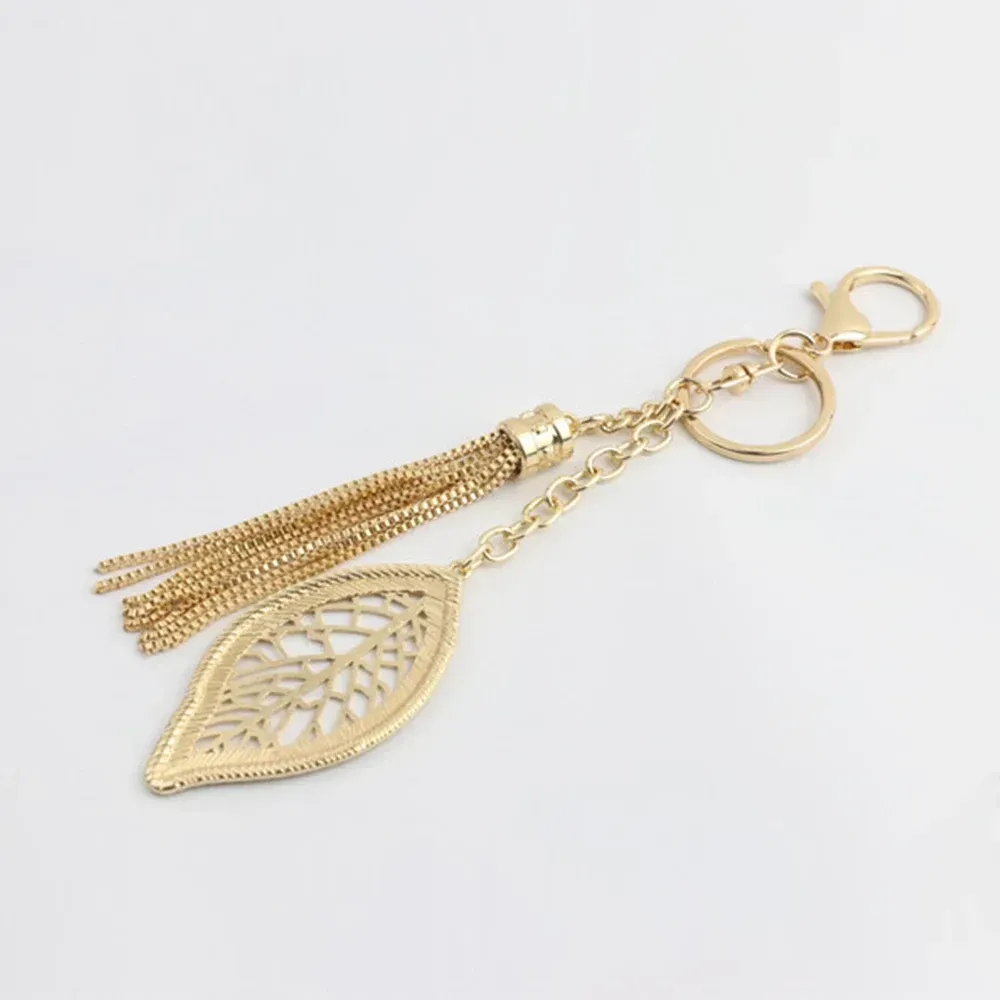 Fashion Leaf Shape Keychains Gold