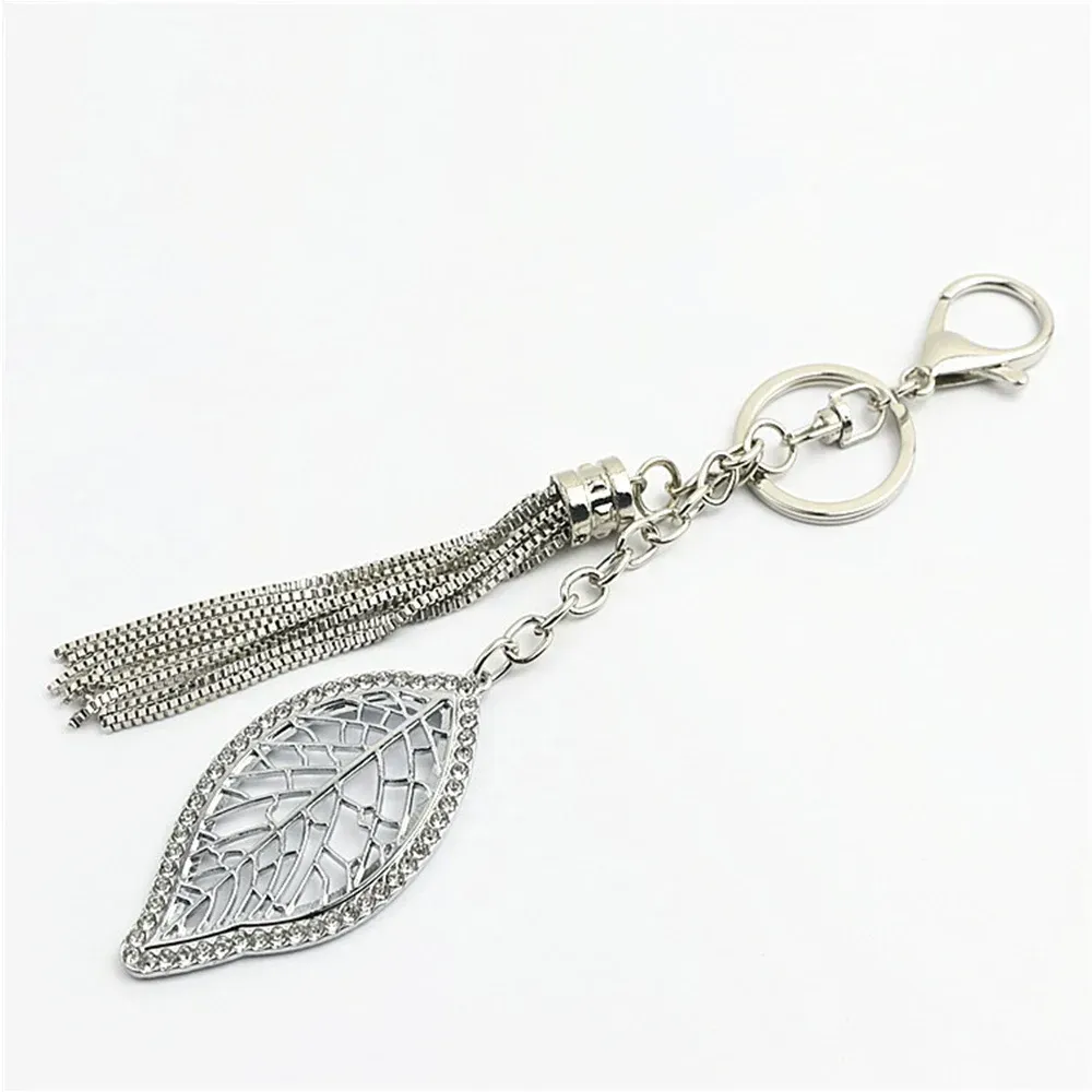 Fashion Leaf Shape Keychains Silver