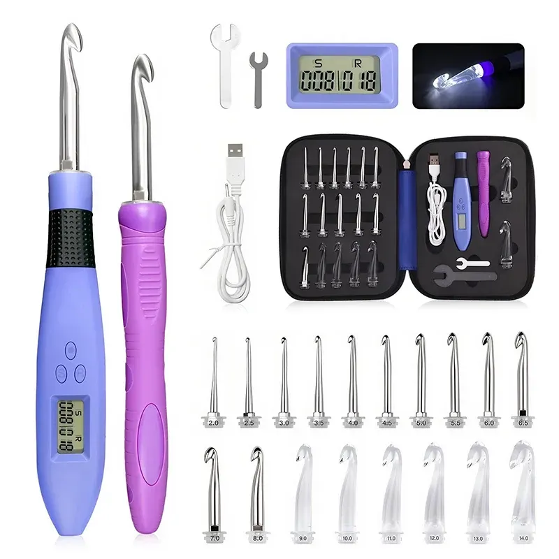 Crochet Hook Set With Digital Stitch Counter
