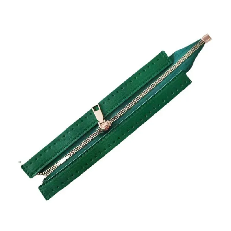 Green Leather Zipper-24 CM