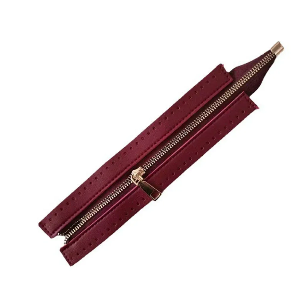 Burgandy Leather Zipper-24 CM
