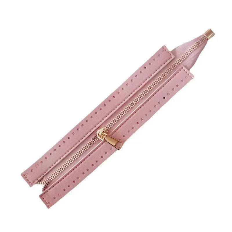 Pink Leather Zipper-24 CM