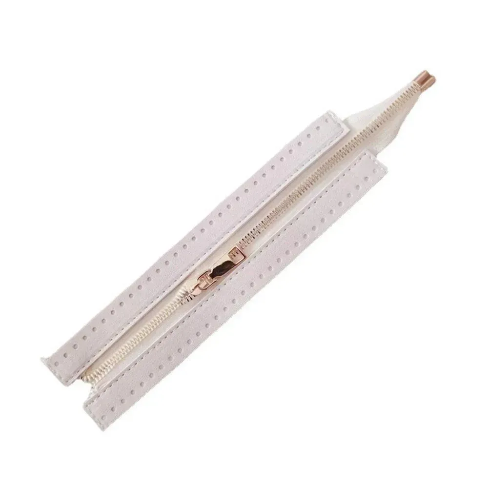 Beige Leather Zipper-24 CM