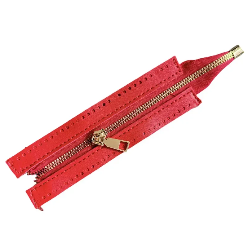 Red Leather Zipper- 18 CM
