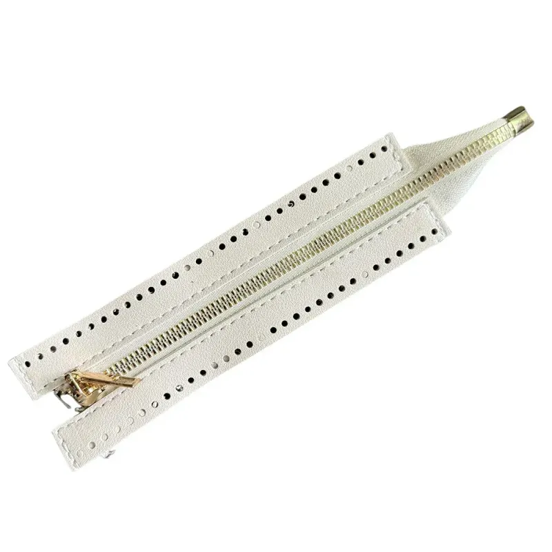 Beige Leather Zipper- 18 CM