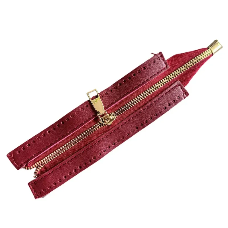 Burgandy Leather Zipper- 18 CM