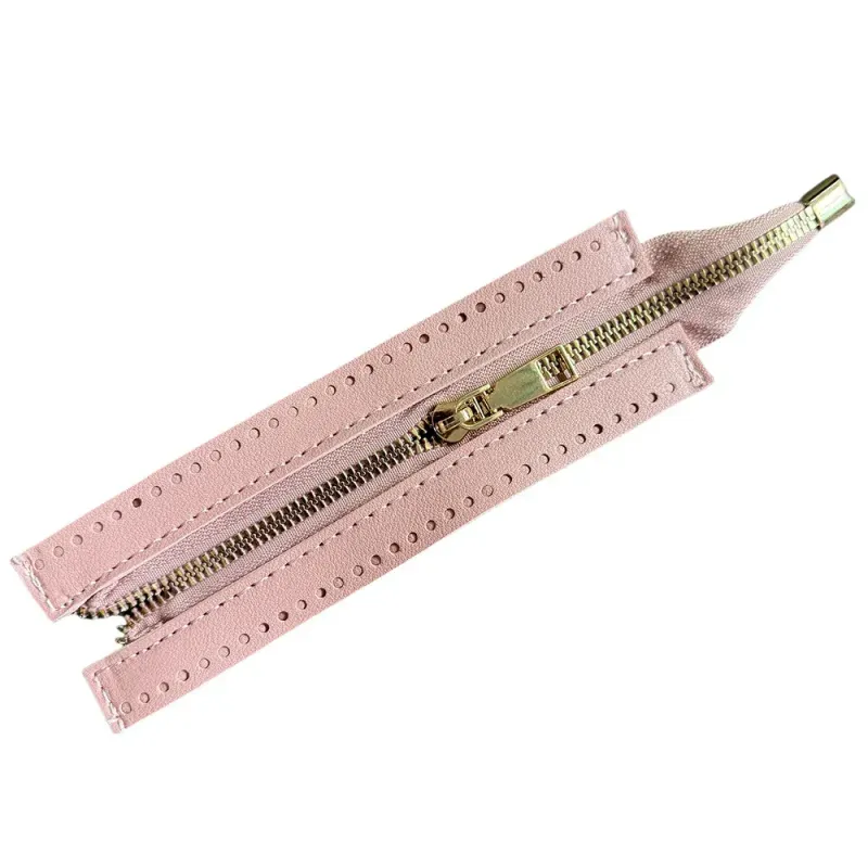 Pink Leather Zipper- 18 CM