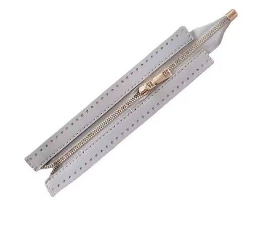 Gray Leather Zipper- 18 CM