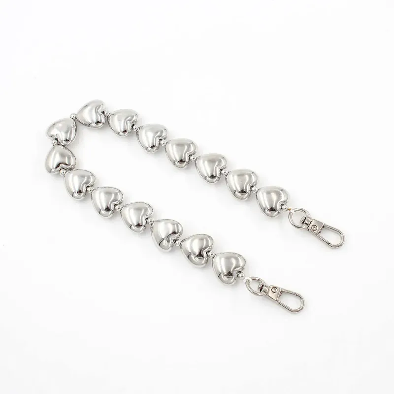 Metal Heart Bag Chain Silver- 32 CM
