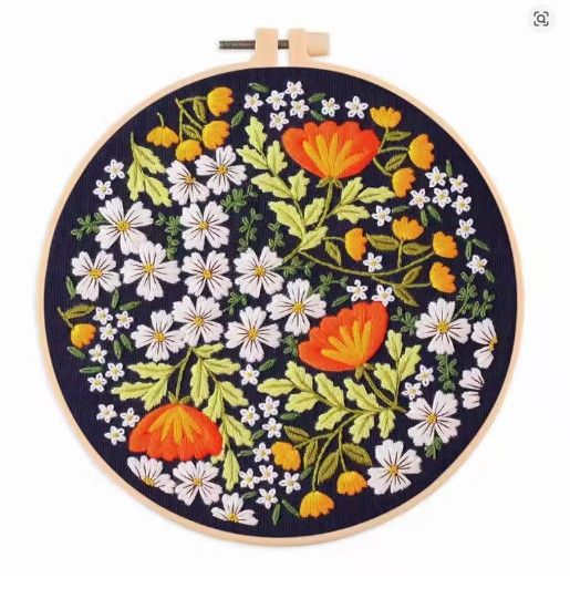 Flowers Painting Embroidery Sewing Kit - 894