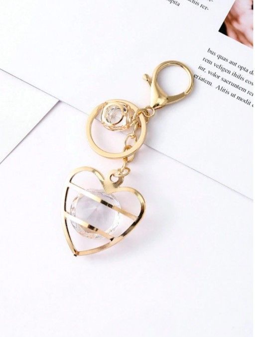 Heart Shaped Keychain with Diamonds