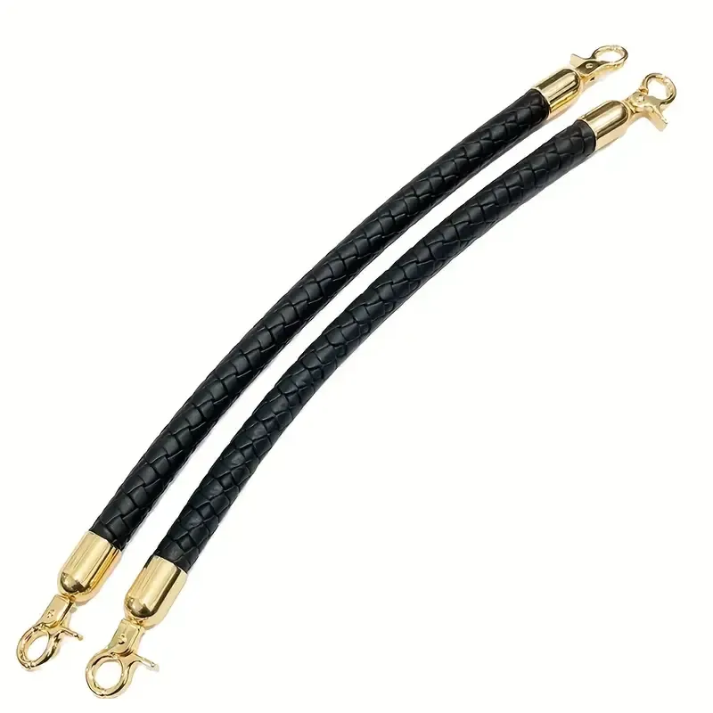 One Braided Leather Shoulder Straps Black - 30 cm
