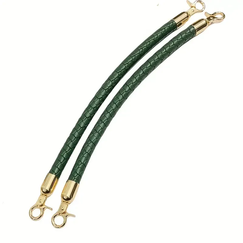 One Braided Leather Shoulder Straps Green- 30 cm
