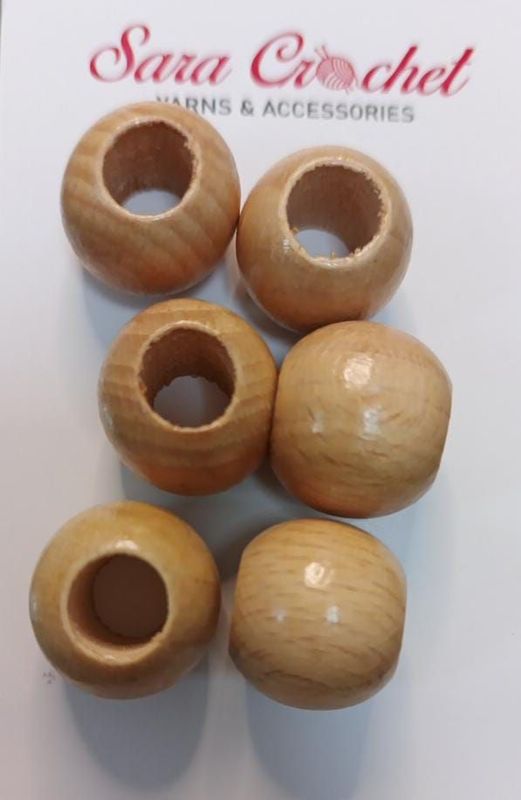 Wooden Beeds- 6 Pieces