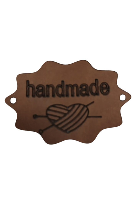 Leather tag handmade - Dark Beige