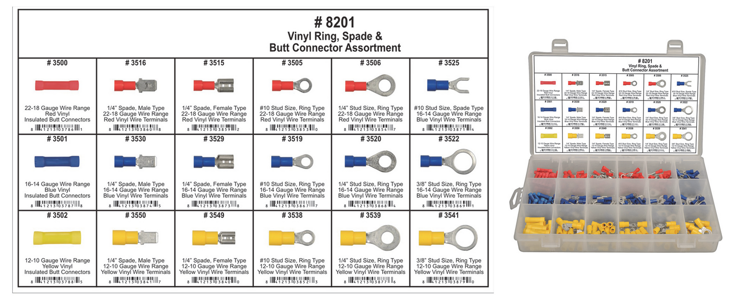 Assortment Wire Terminal, Crimp Type, Vinyl