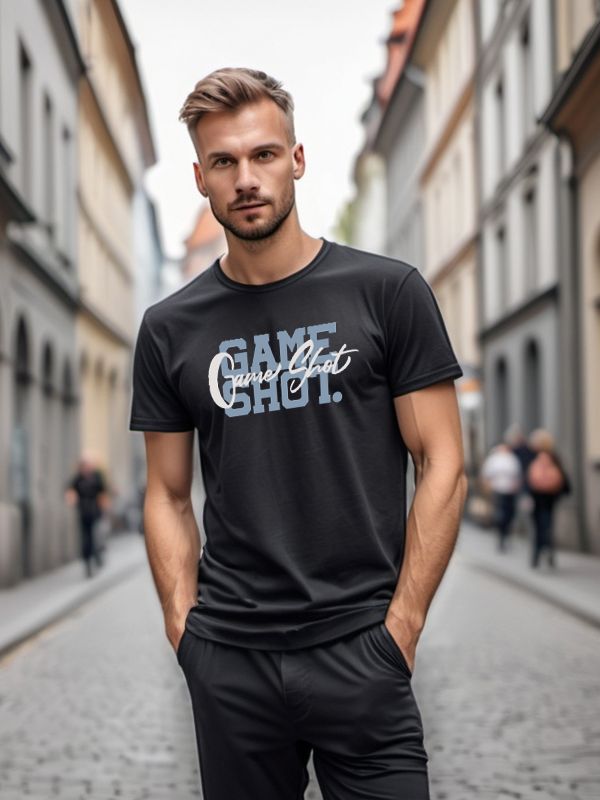 Double in T-Shirt, blau-creme