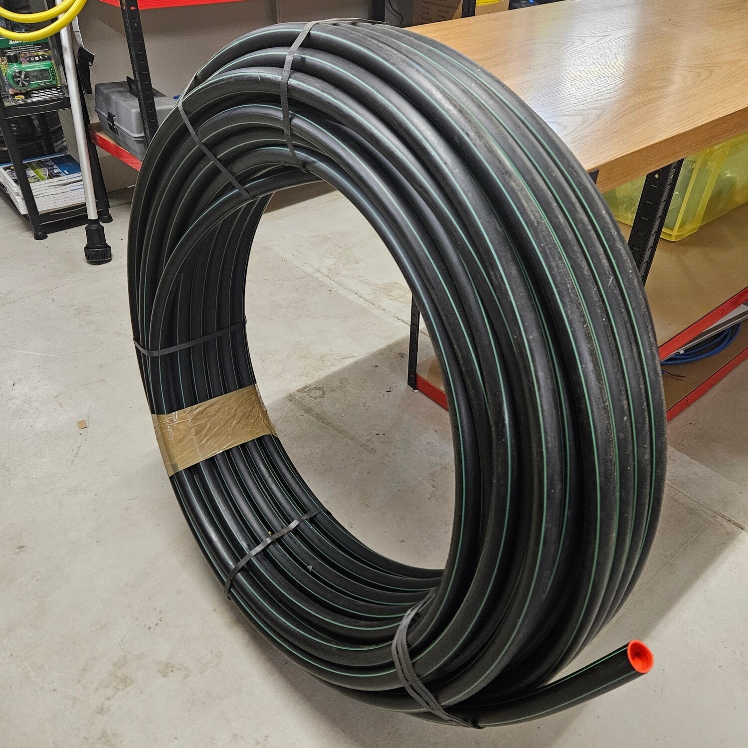 Black with Green Stripe Poly Pipe SDR17
