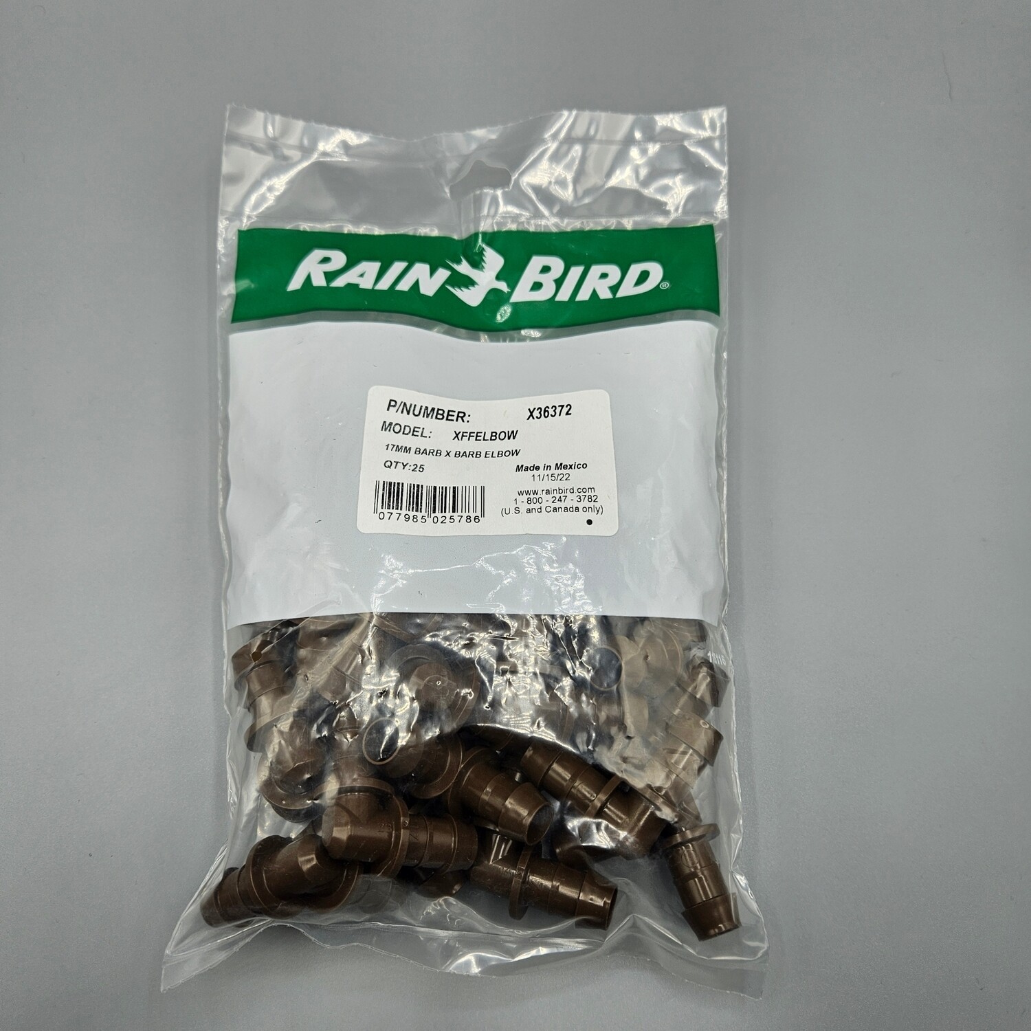 Bag of 25 - Barbed Elbow 17mm x 17mm for Rain Bird XF Dripline