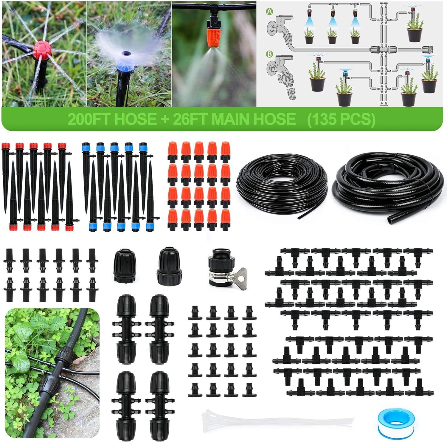 Irrigation System Greenhouse Watering Systems 1/4 inch / 6mm Kit