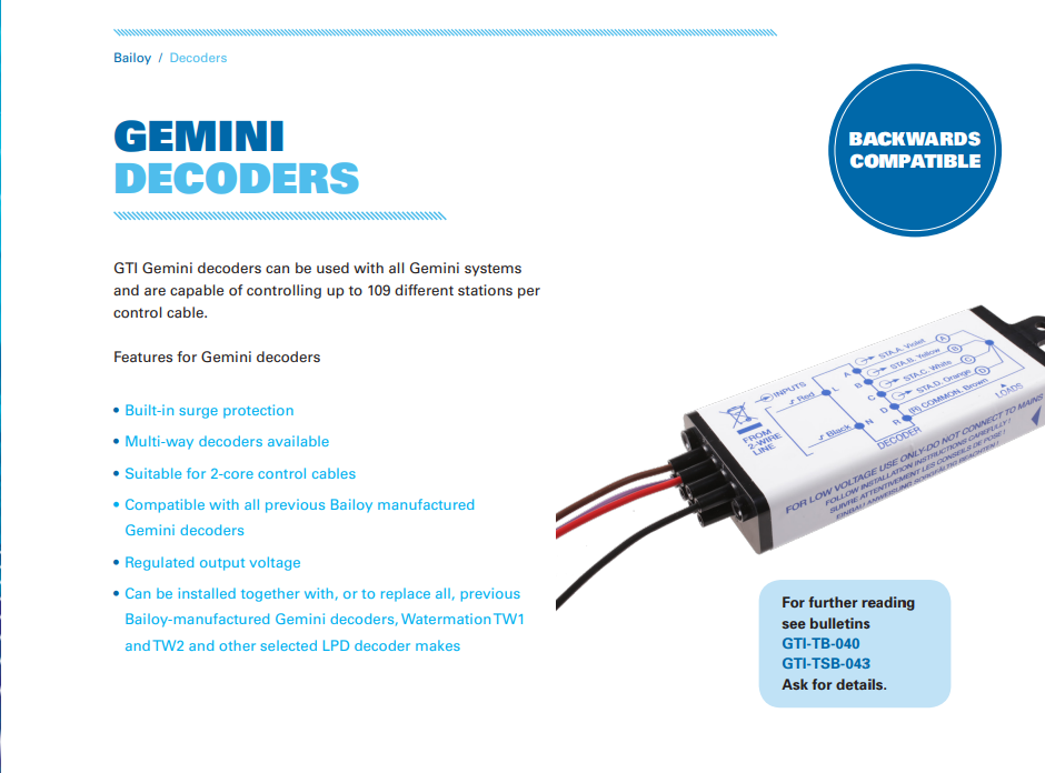 Bailoy Gemini Two Wire 2 Station Decoder