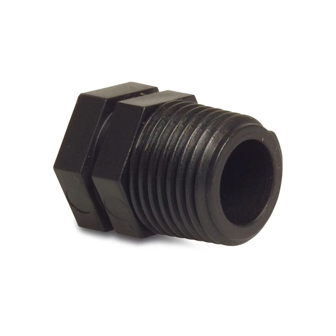 Plug PP 1" male thread 10bar black