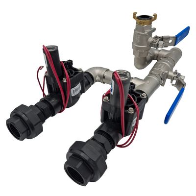 1" Stainless Steel Dual Valve with 1" Hand Point inc Hunter PGV Solenoid Valves
