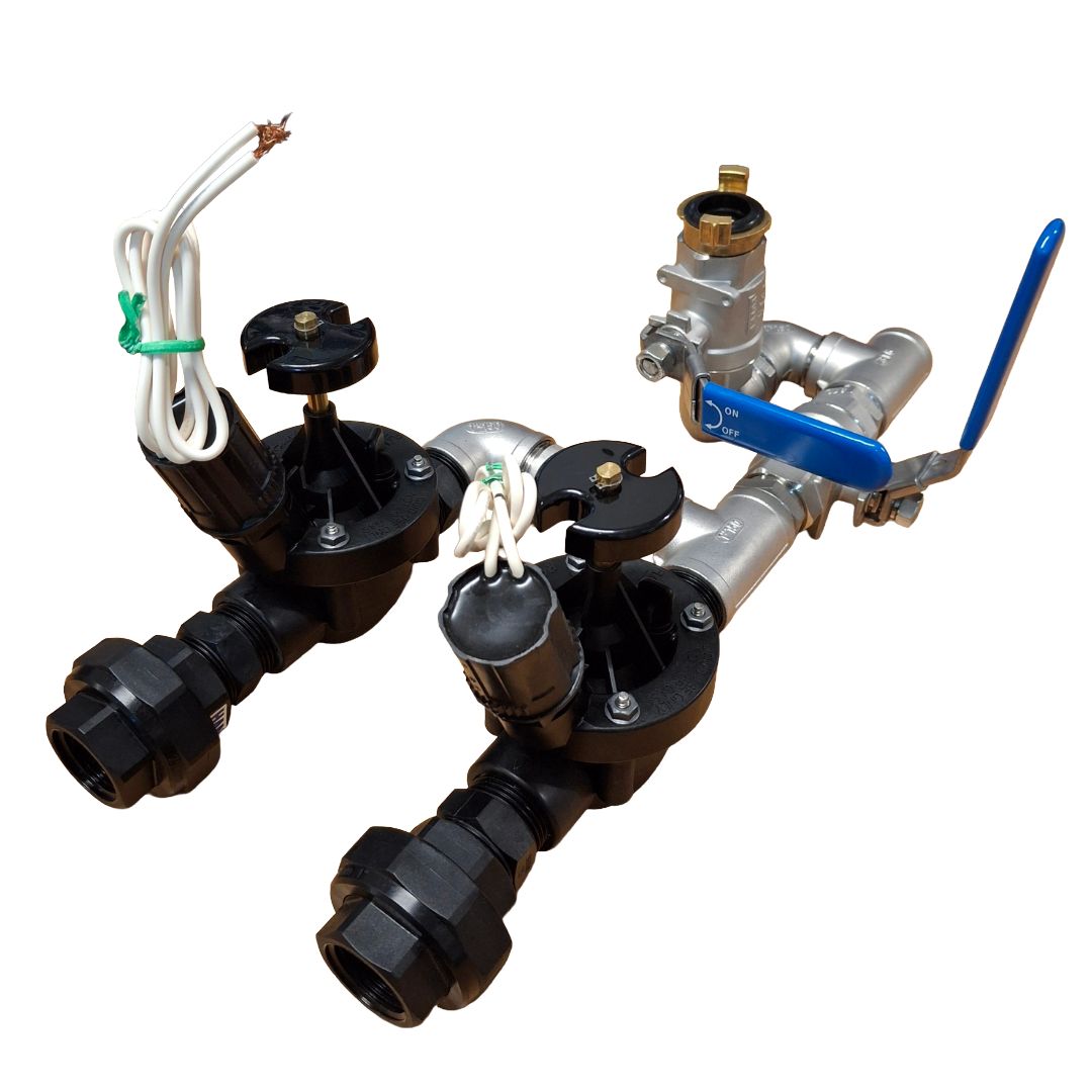 1" Stainless Steel Dual Valve with 1" Hand Point inc Rain Bird PEB Solenoid Valves