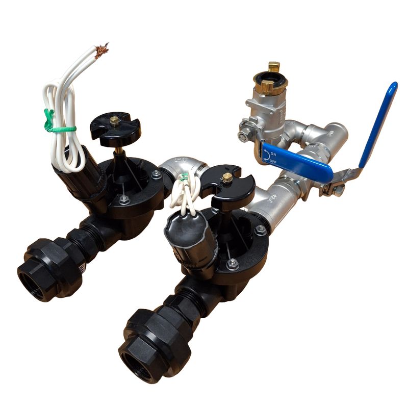 1" Stainless Steel Dual Valve with 1" Hand Point inc Rain Bird PEB Solenoid Valves