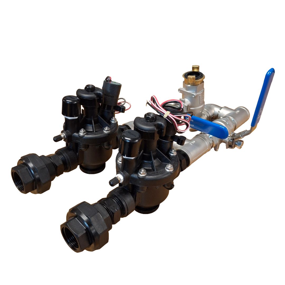 1" Stainless Steel Dual Valve with 1" Hand Point inc Toro P220 DC Solenoid Valves