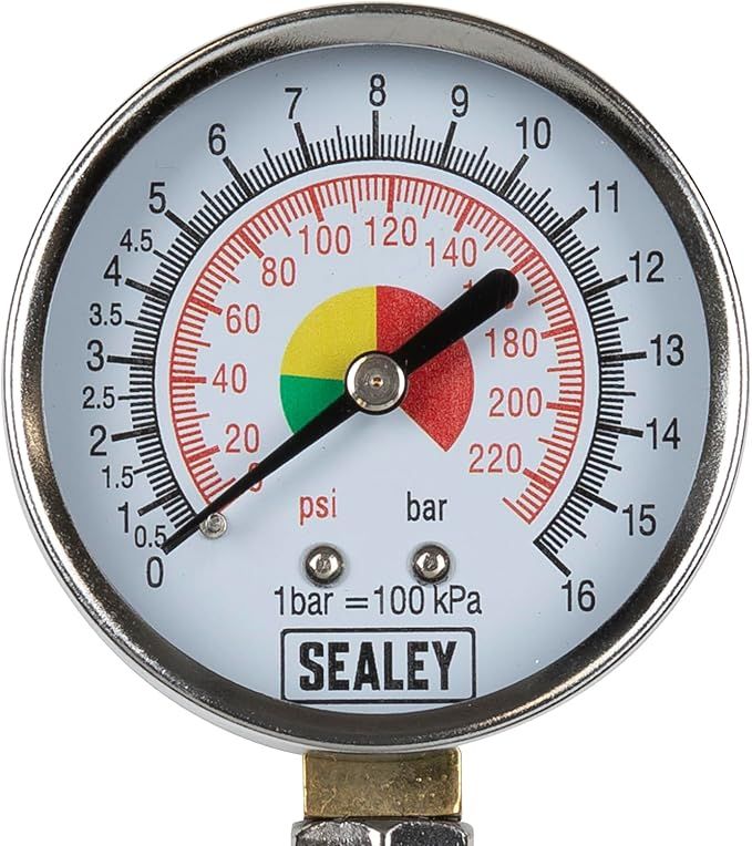 Air Pressure Testing Gauge 220psi/16 bar