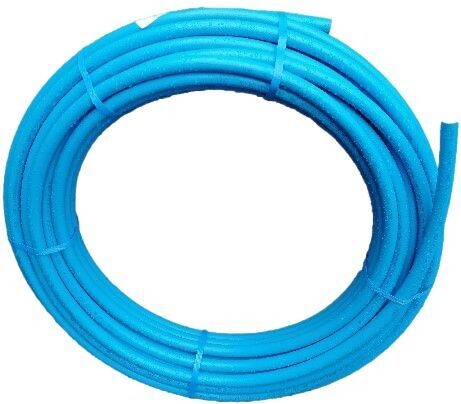 Blue MDPE water pipe coil for water-supply installations