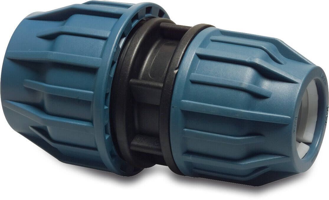 Jason Reducer socket PP 90 mm x 75 mm compression 16bar black/blue DVGW/KIWA/WRAS/SVGW Jason Reducer socket PP 90 mm x 75 mm compression 16bar black/blue DVGW/KIWA/WRAS/SVGW