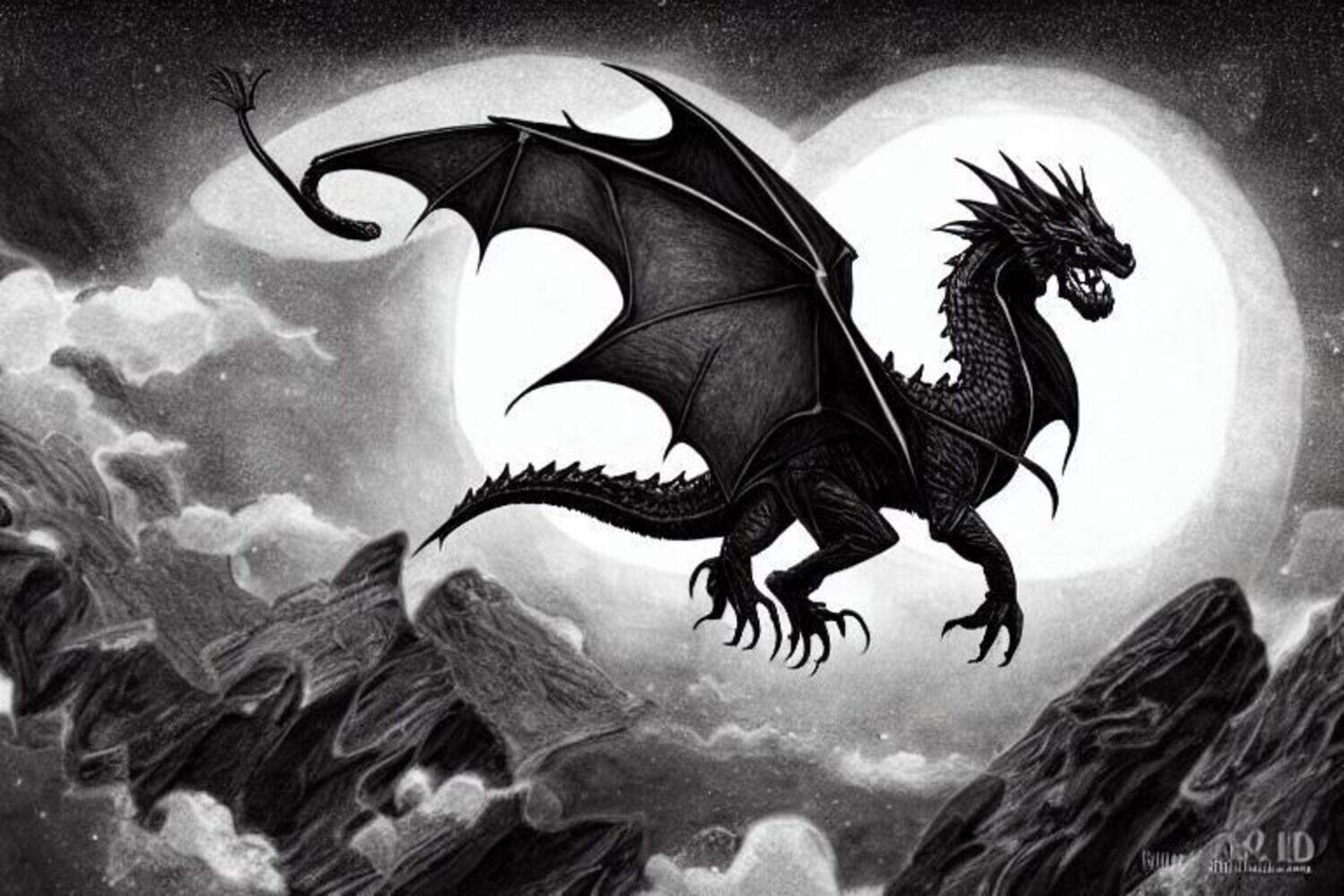 Moonlit Dragon Sketch