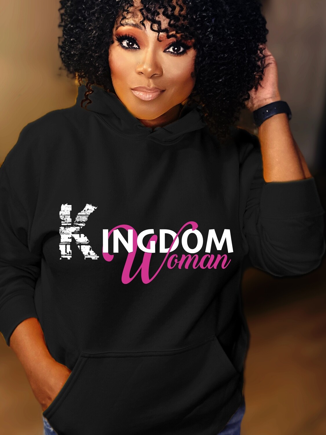 Kingdom Woman White Logo Hoodie