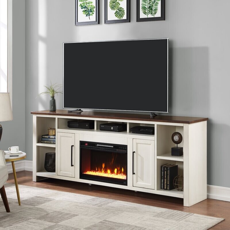 Farmhouse Tv stand with Fireplace