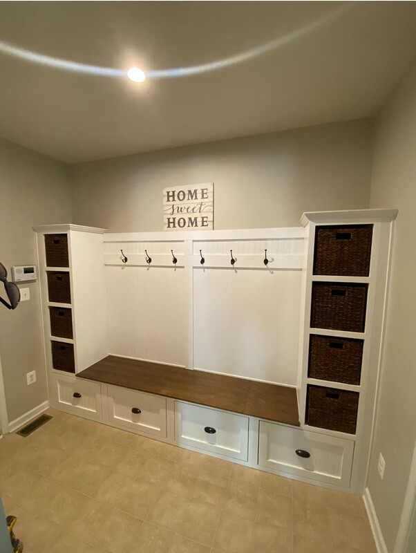 4 Drawer Built In Hall tree with side towers